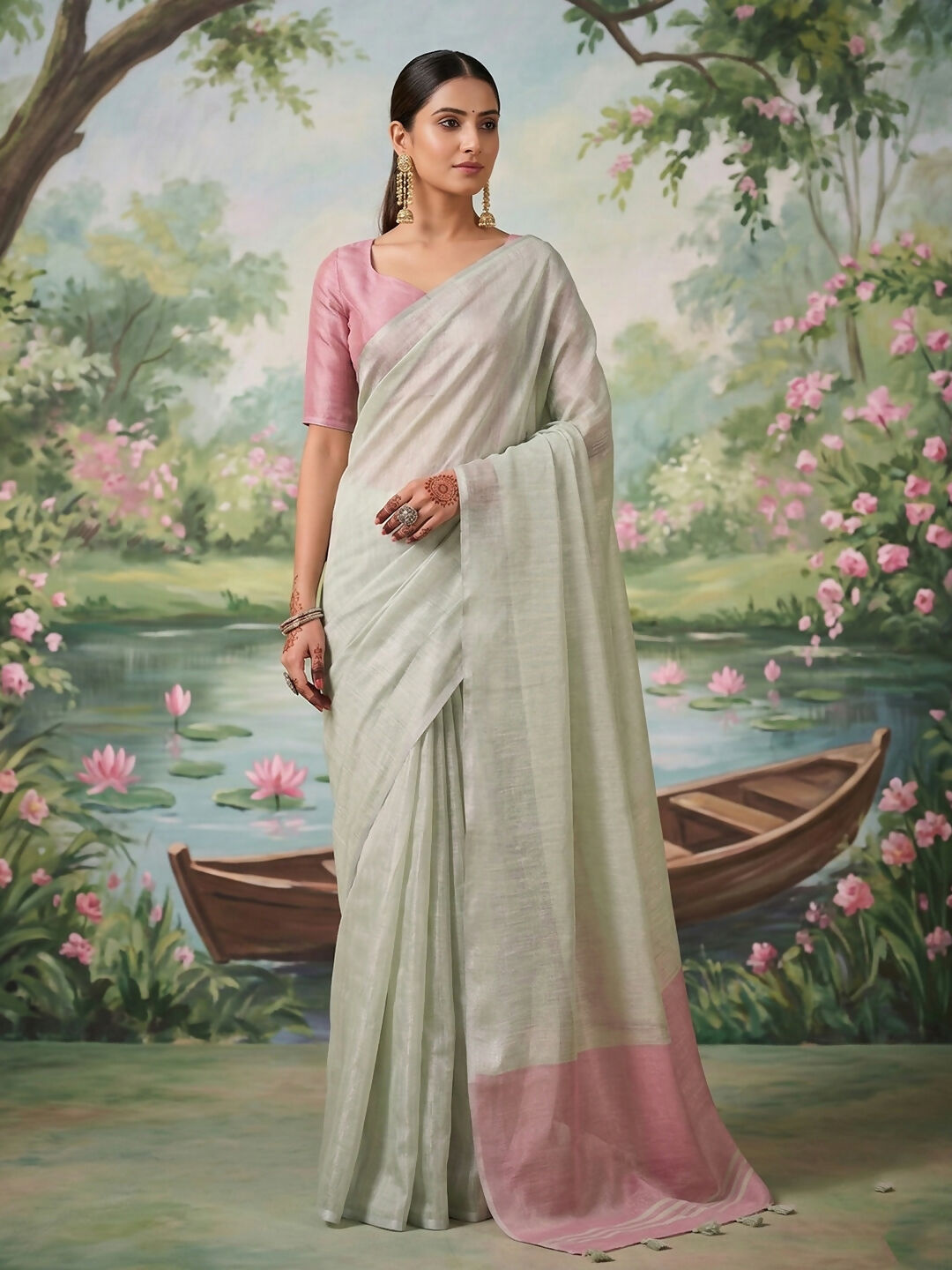 Shree Shyam Fashion Silver Tissue Silk Saree