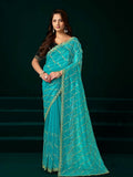 Joban Fashion Turquoise Net Party Wear Sarees