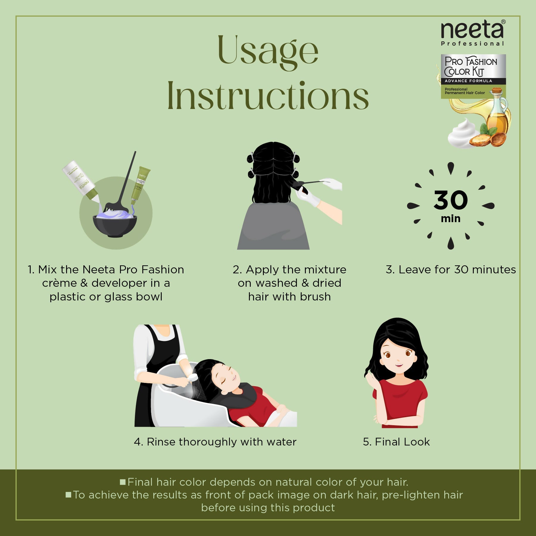 Neeta Professional Fashion Color Kit Permanent Hair Color Natural Black.1.0