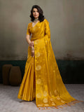 Shree Shyam Fashion Mustard Yellow Tissue Silk Saree