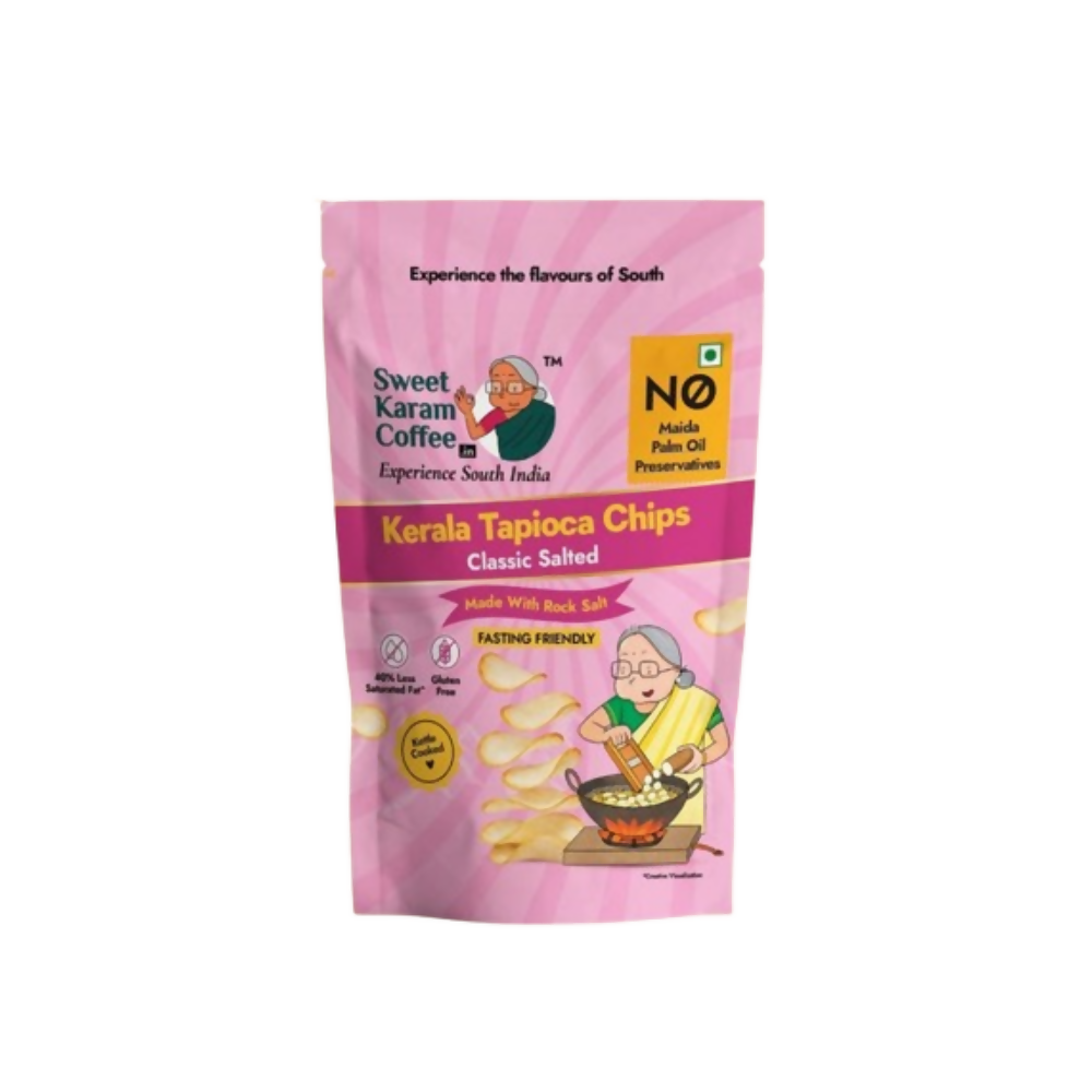 Sweet Karam Coffee Kerala Tapioca Chips - Rock Salt (Fasting Special)