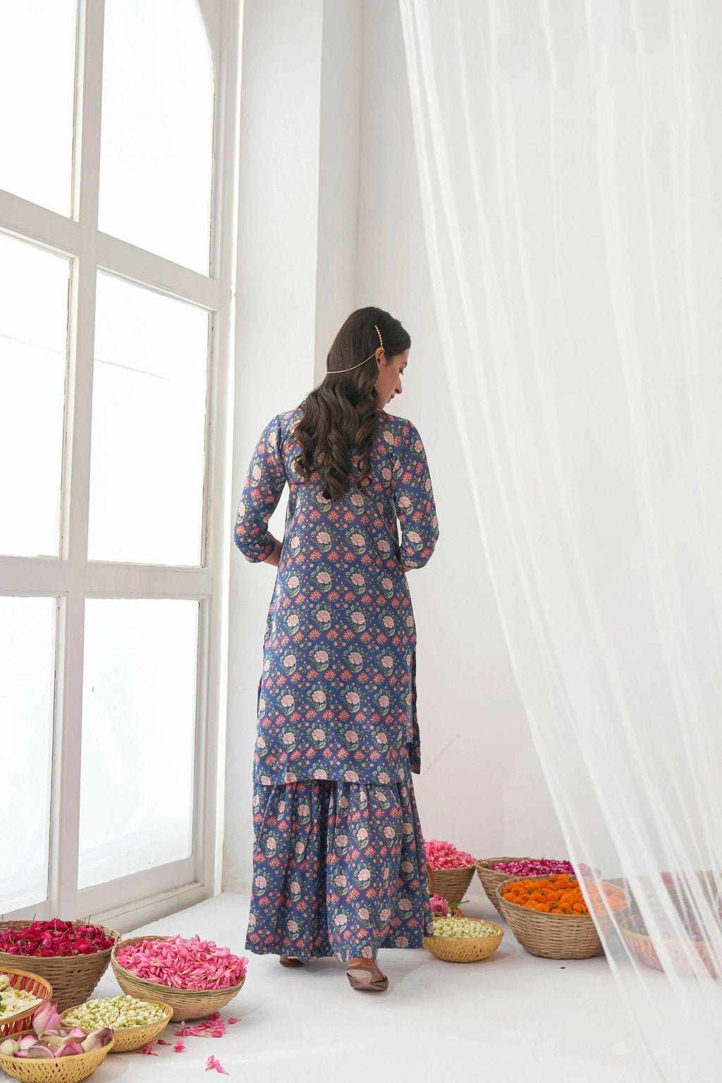 Designer Stylish Blue Muslin Stitched Suit With Dupatta - Anbazaar