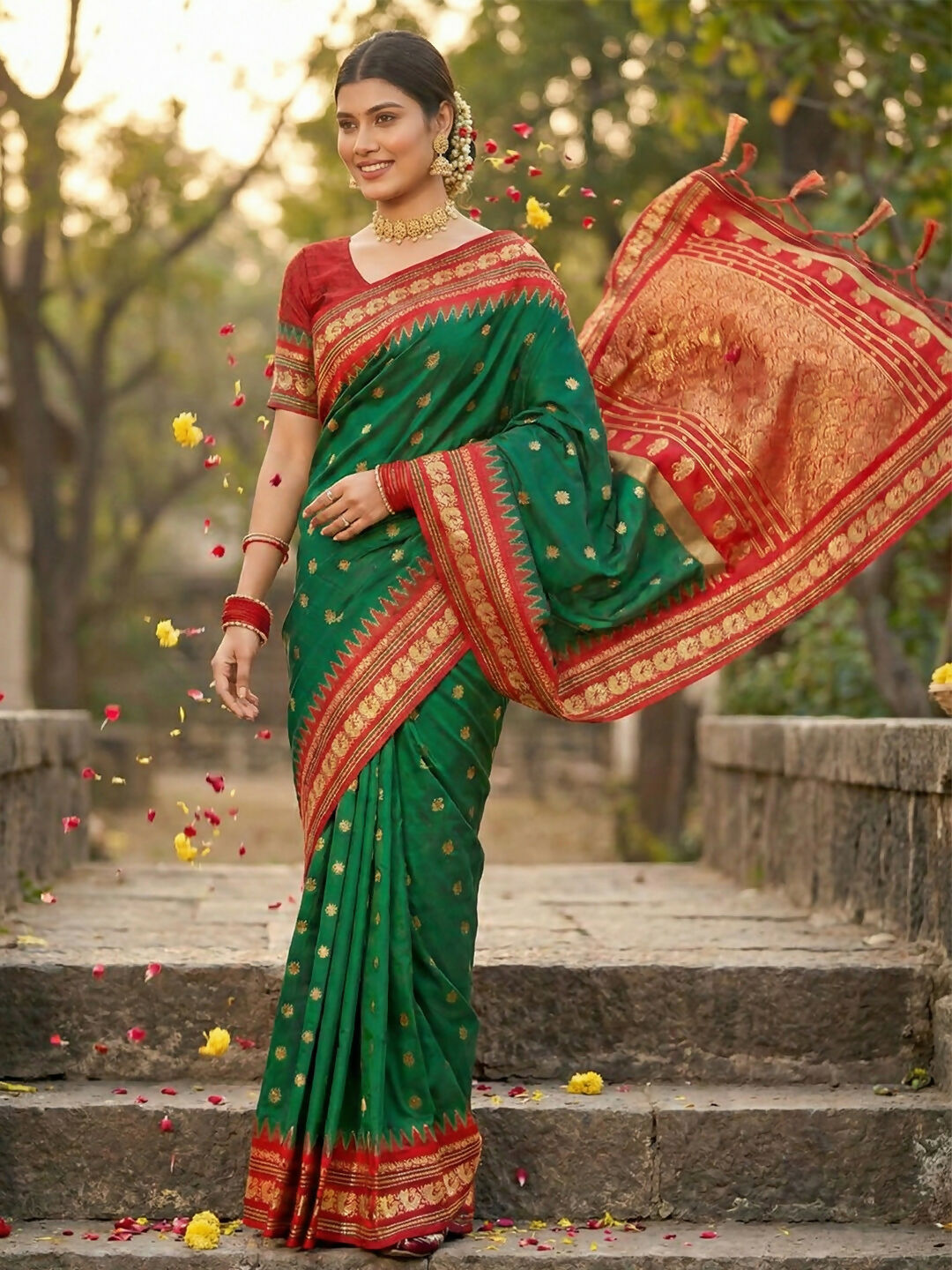 Shree Shyam Fashion Green Soft Silk Saree