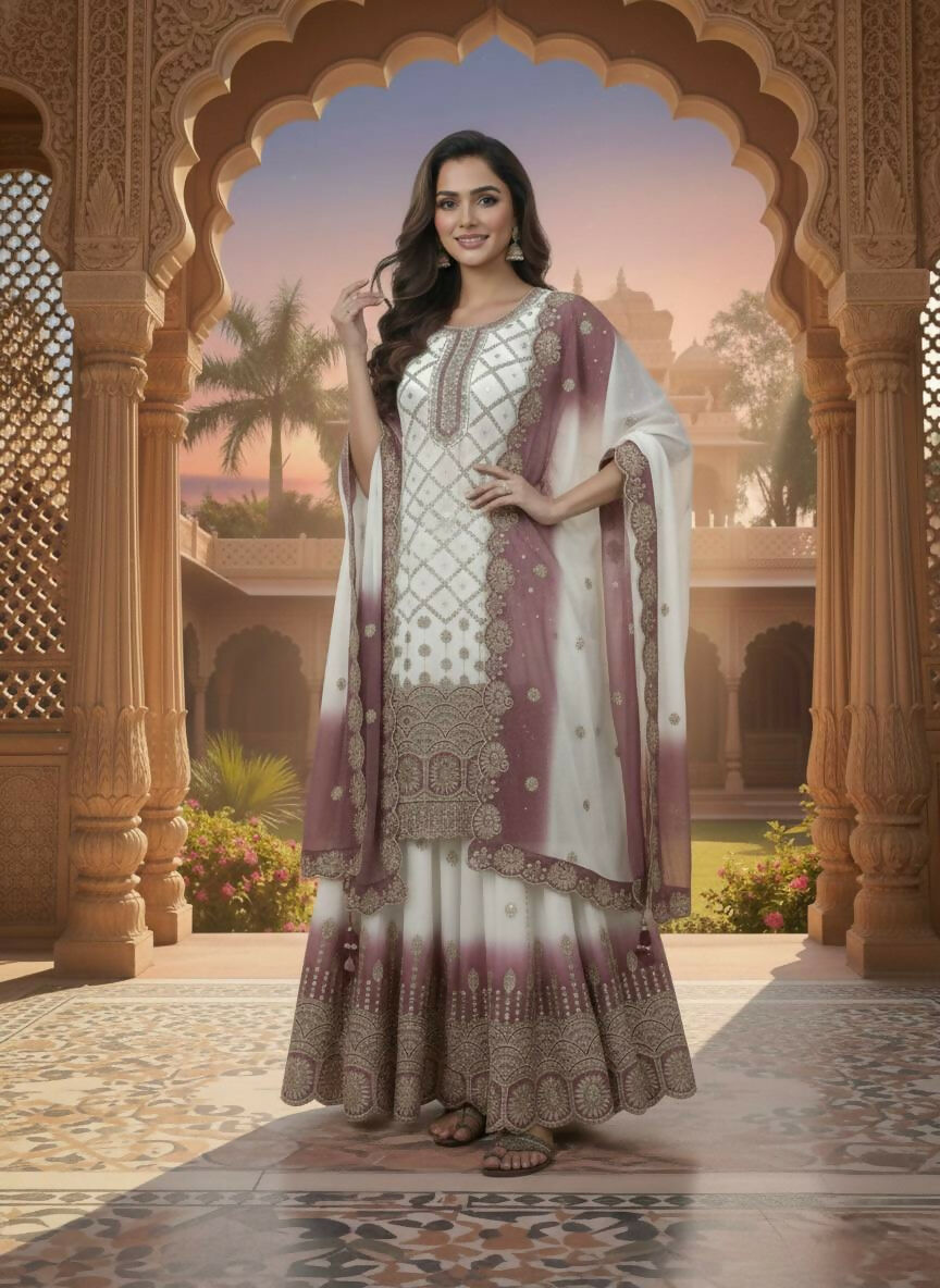 Teeya Creation Multi Color Star Georgette Heavy Embroidery Work Functional Wear Salwar Suit