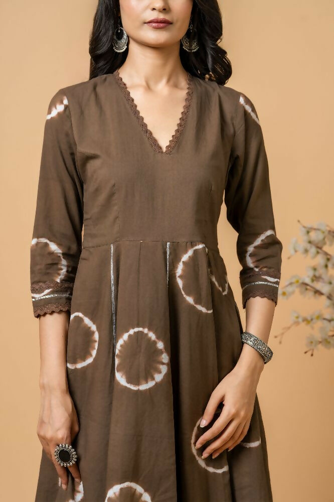 Joban Fashion Brown Tie & Dye Cotton Suit Set