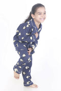 Breathables Kids Cotton Night Suit – Blue Panda Print Shirt & Pyjama Co-Ord Set For Boys & Girls