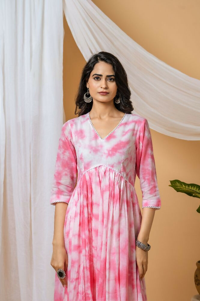Joban Fashion Pink Tie & Dye Kurta Pant Set