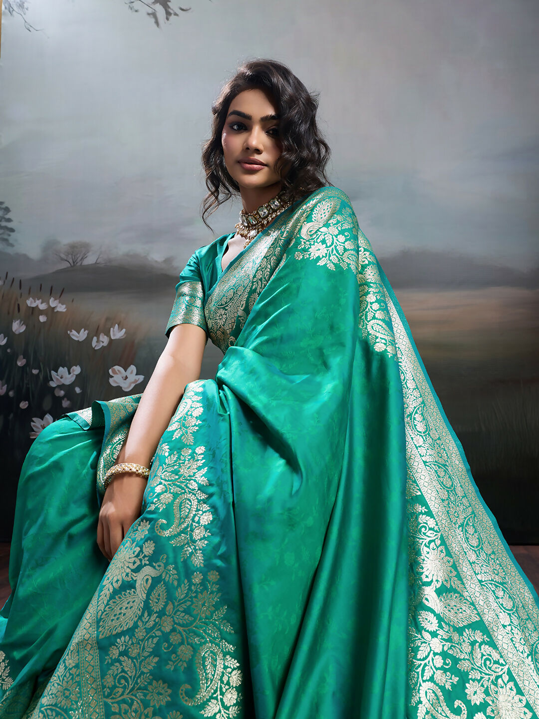 Shree Shyam Fashion Rama Silk Blend Saree