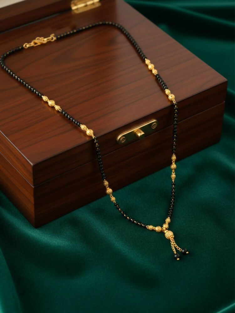 NVR Women Black Gold Plated Mangalsutra