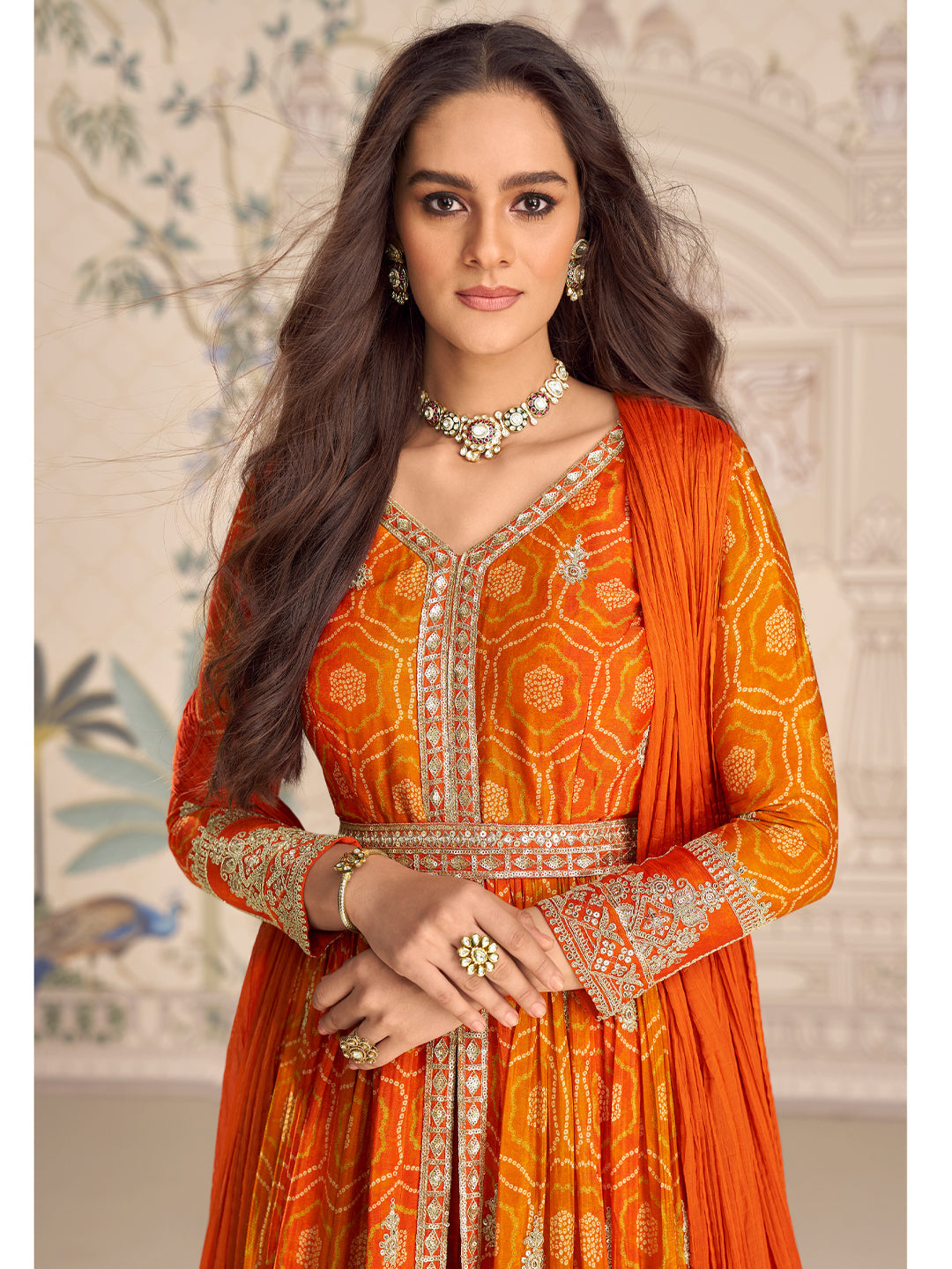 Evanik Designer Chinon Silk Embroidered Work Wedding Anarkali Suit