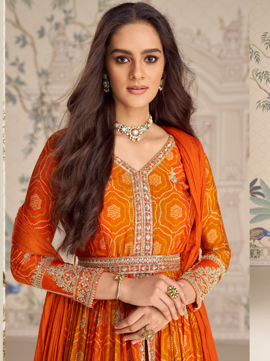 Evanik Designer Chinon Silk Embroidered Work Wedding Anarkali Suit