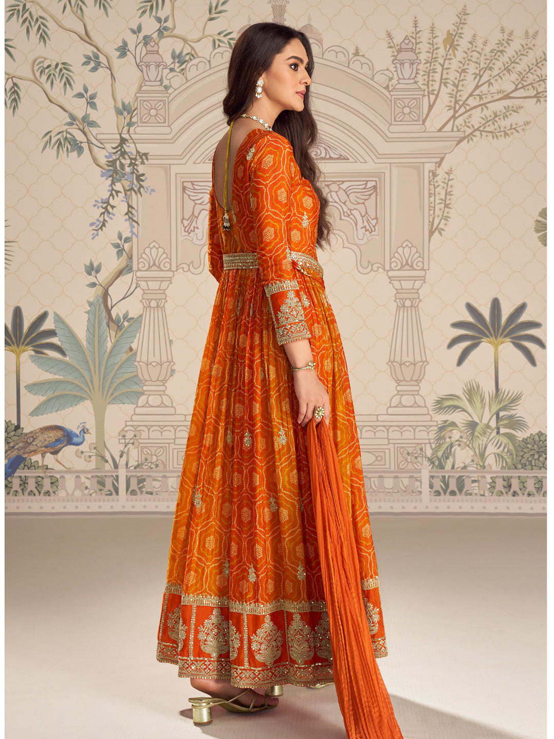 Evanik Designer Chinon Silk Embroidered Work Wedding Anarkali Suit