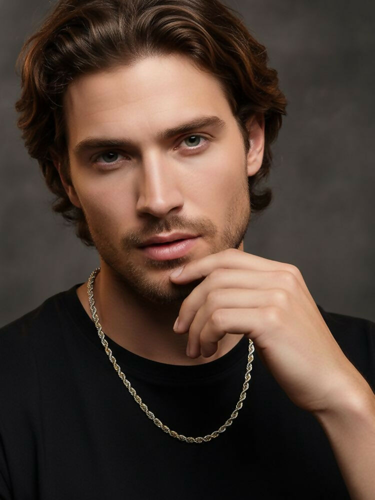 NVR Men's Handcrafted Rhodium Plated Chain