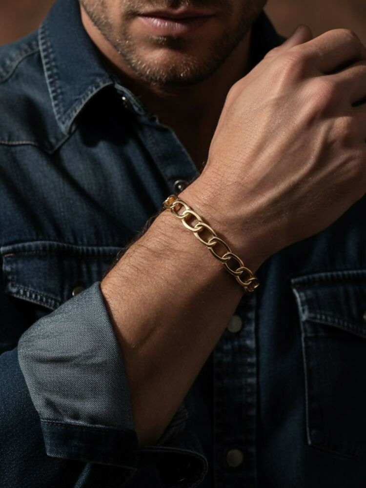 NVR Men's Rose Gold Plated Cuff Bracelet