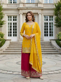 Joban Fashion Yellow Silk Embroidered Sharara Set