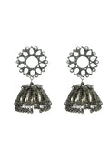 Mominos Fashion Johar Kamal Silver-Plated With Mirror Earrings Jhumkas