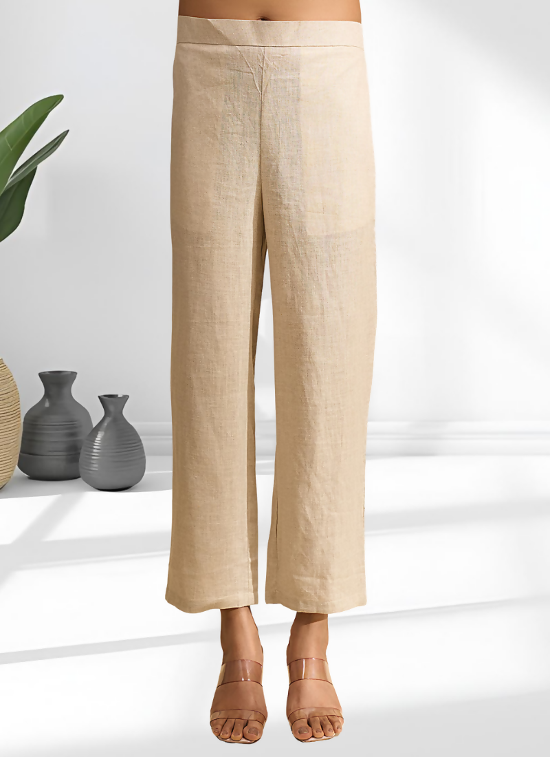 Joban Fashion Beige Linen Embroidered Readymade Cord Set