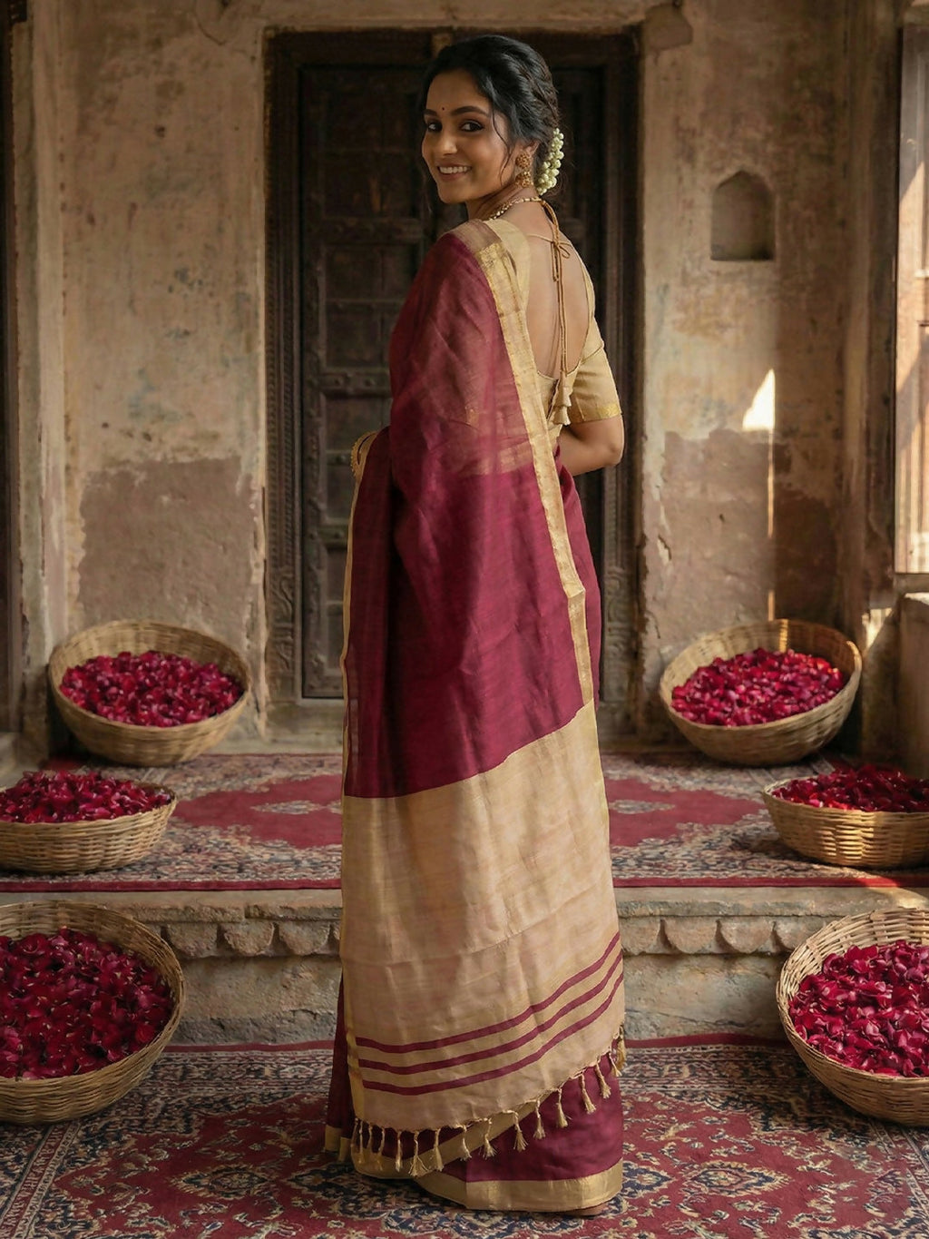 Shree Shyam Fashion Wine Cotton Saree