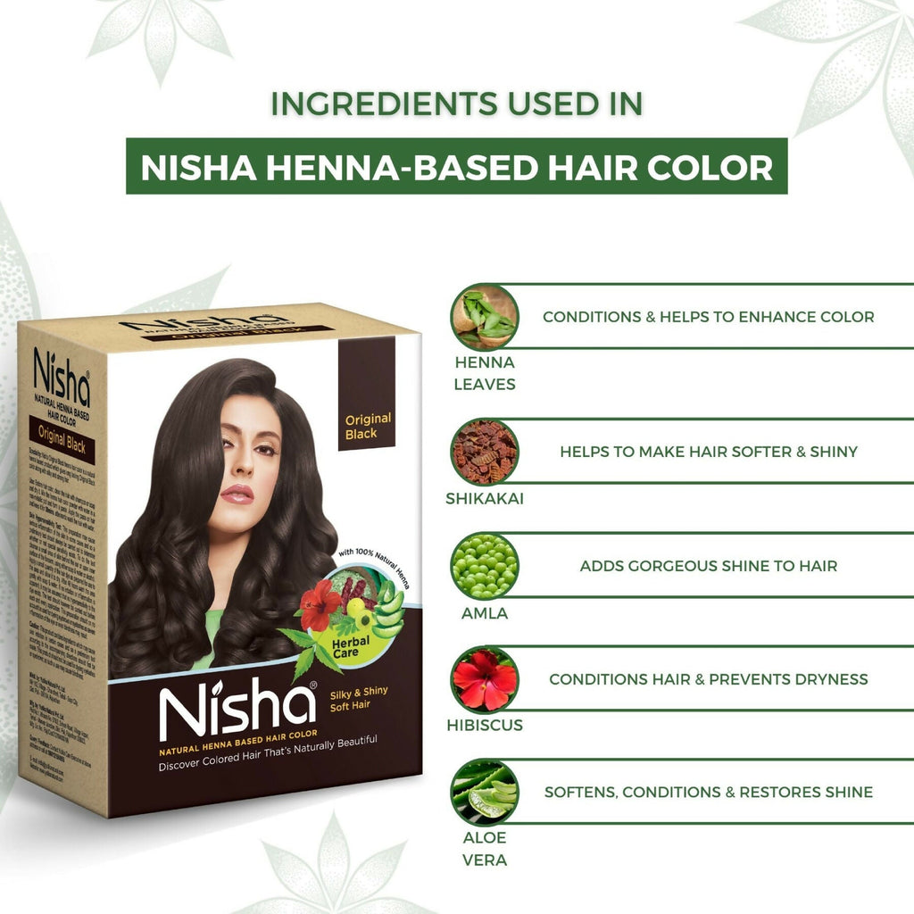 Nisha Henna Based Hair Colour for Women & Men Original Black
