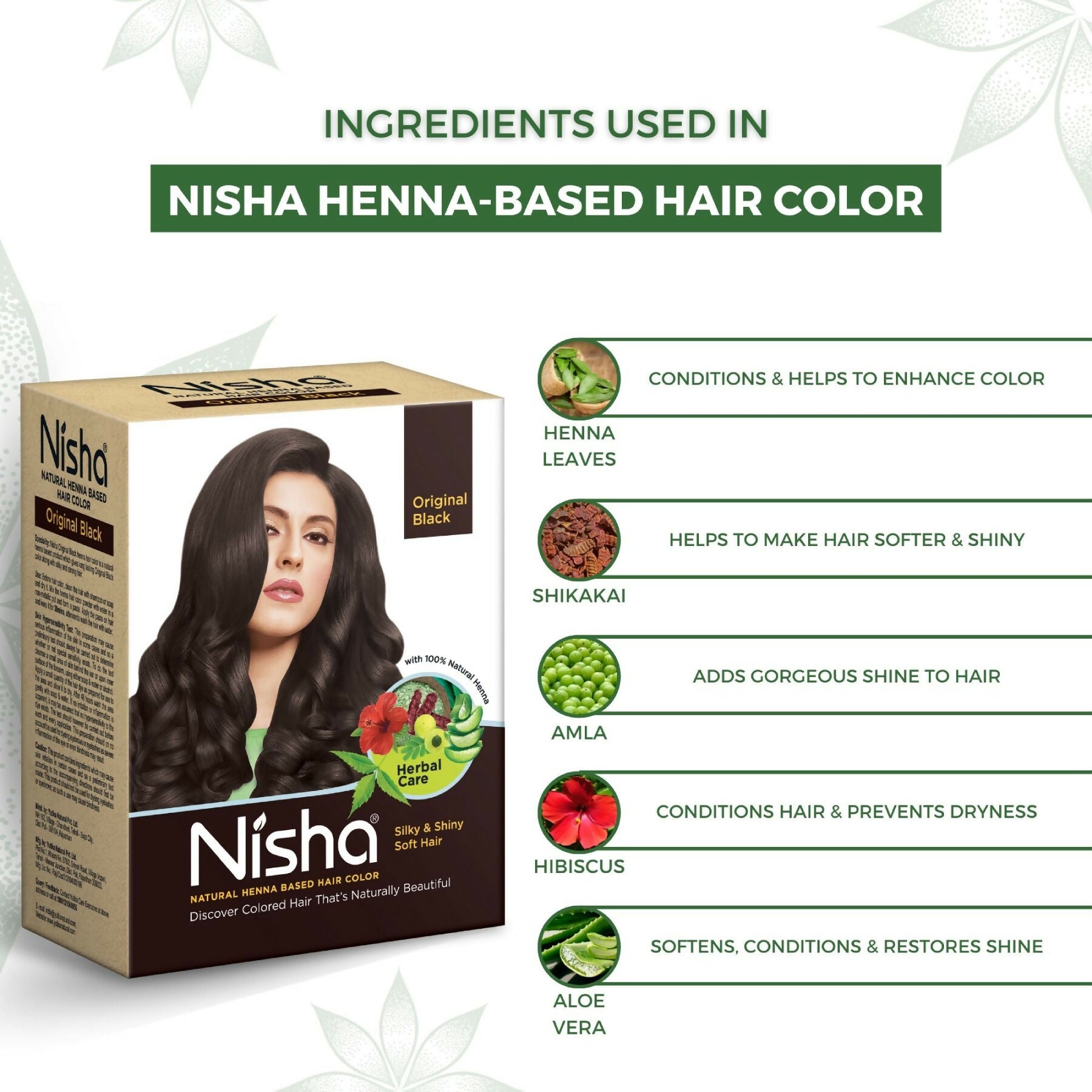 Nisha Henna Based Hair Colour for Women & Men Original Black