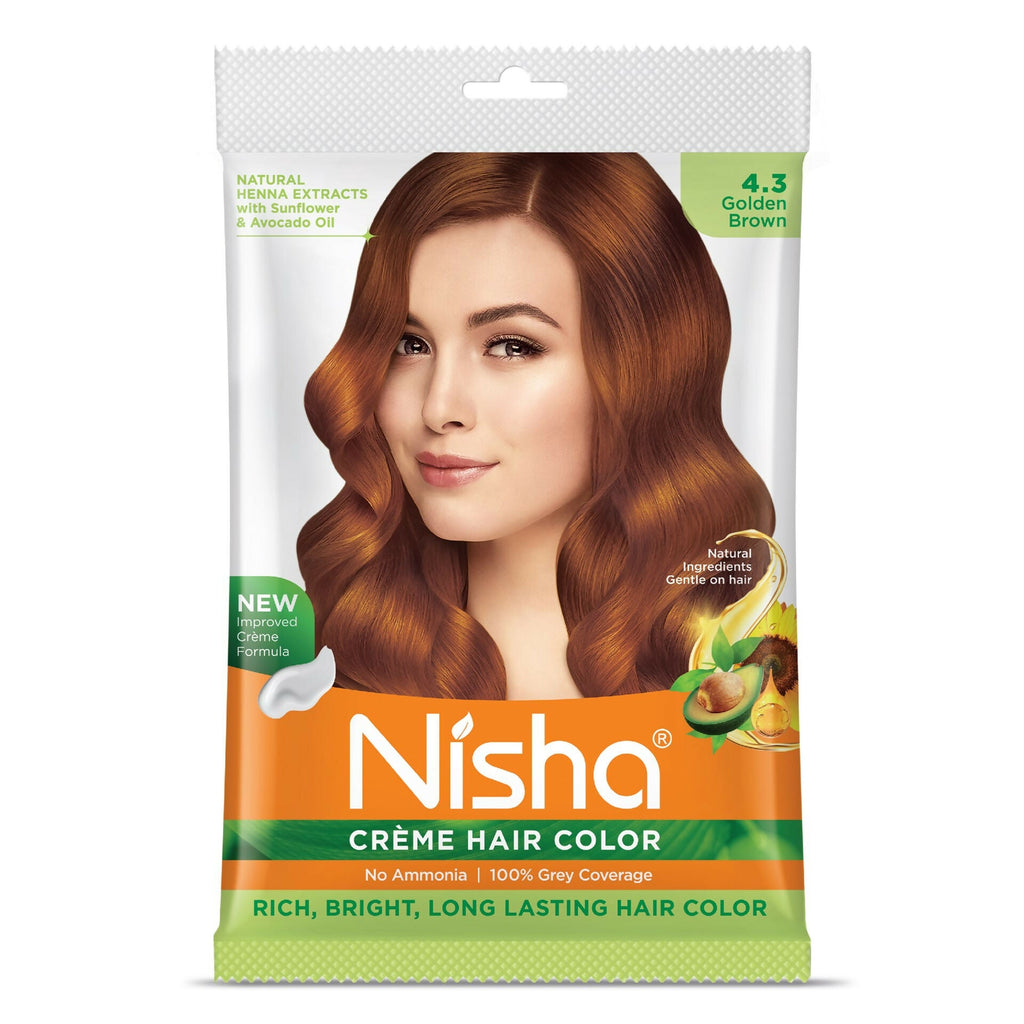 Nisha Creme Hair Color for Women - Golden Brown