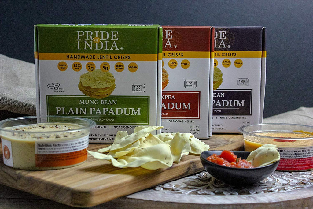 Assorted Papadum Lentil Crisps - Plain, Salty & Spicy
