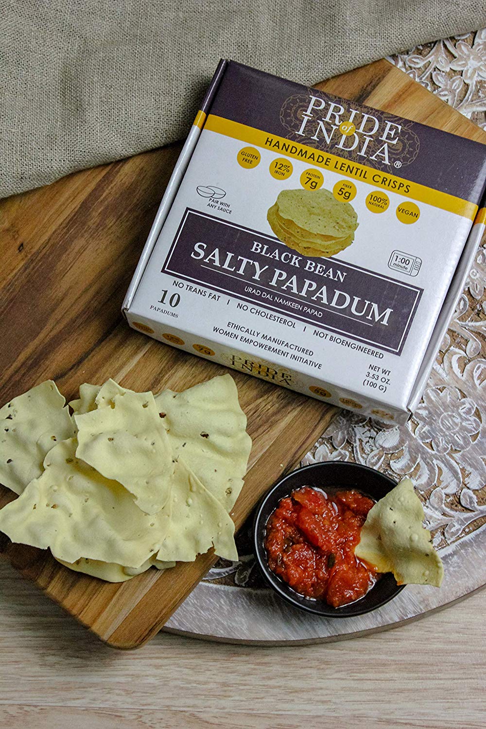Assorted Papadum Lentil Crisps - Plain, Salty & Spicy