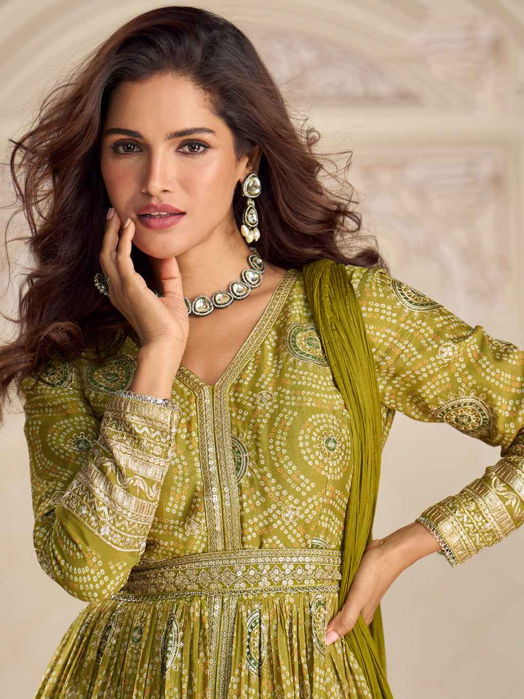 Evanik Designer Chinon Silk Embroidered Work Wedding Anarkali Suit
