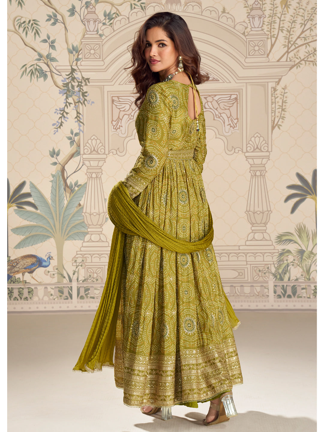 Evanik Designer Chinon Silk Embroidered Work Wedding Anarkali Suit