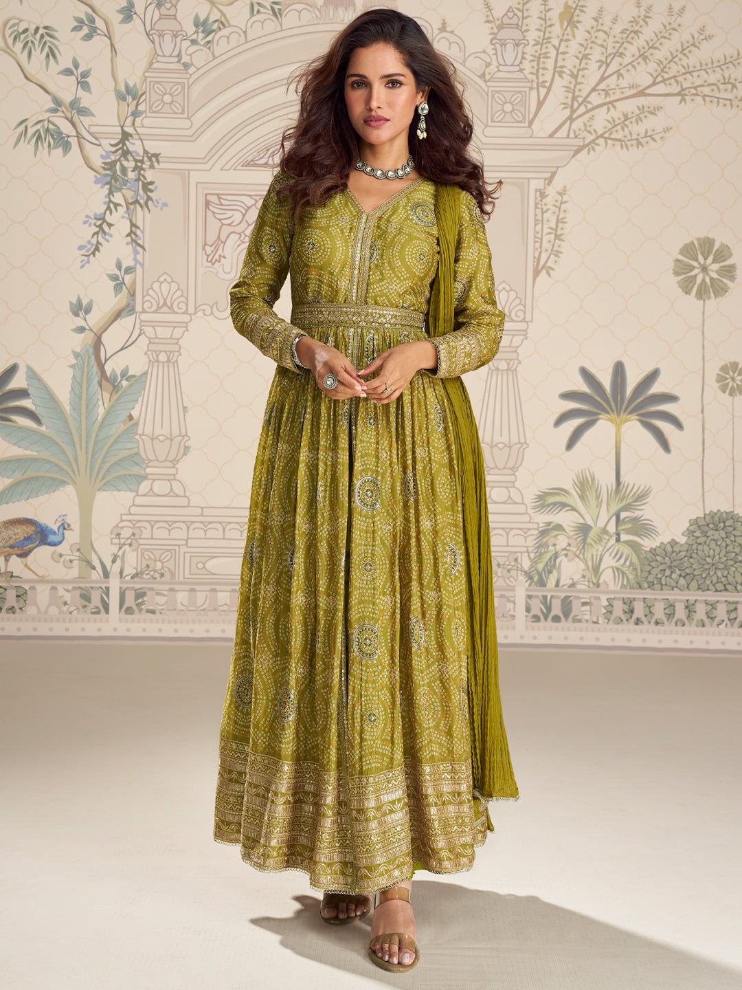 Evanik Designer Chinon Silk Embroidered Work Wedding Anarkali Suit