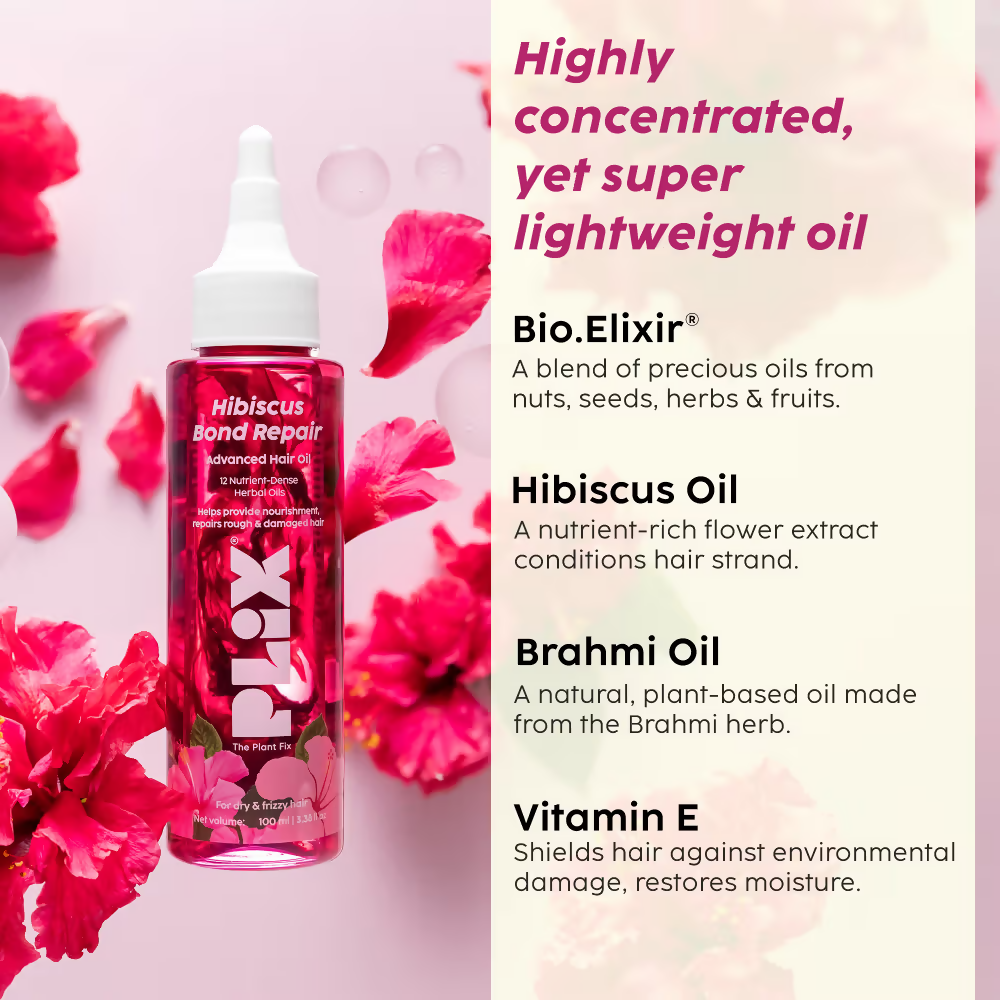 PLIX The Plant Fix Hibiscus Bond Repair Advanced Hair Oil & Shampoo