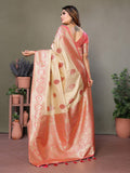Anaita Baby Pink Viscose Silk With Butties Weaving Saree With Blouse