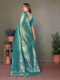 Anaita Blue Tissue Silk With Paithani Woven Saree With Blouse