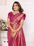 Anaita Purple Silk With Zari Weaving Saree With Blouse