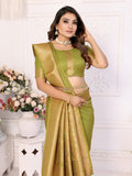 Anaita Green Silk With Zari Weaving Saree With Blouse