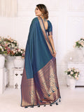 Anaita Navy Blue Silk With Zari Weaving Saree With Blouse