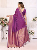 Anaita Dark Purple Silk With Zari Weaving Saree With Blouse