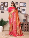 Anaita Orange Tissue Silk With Weaving Saree With Blouse