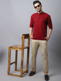 Even Apparels Maroon Pure Cotton Men's Kurta With Band Collar