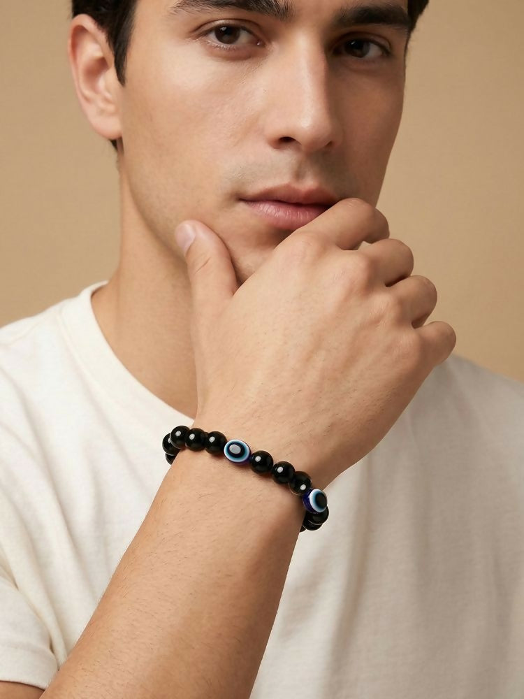 NVR Black Evil Eye Adjustable Bracelet for Men & Women