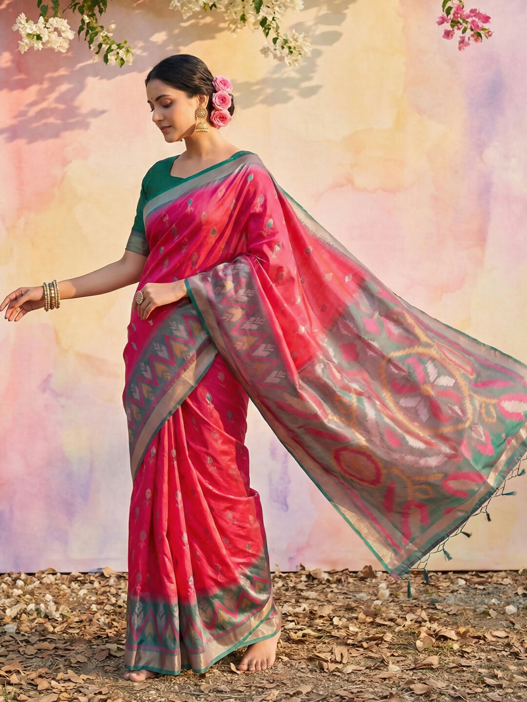 Shree Shyam Fashion Pink Soft Silk Saree