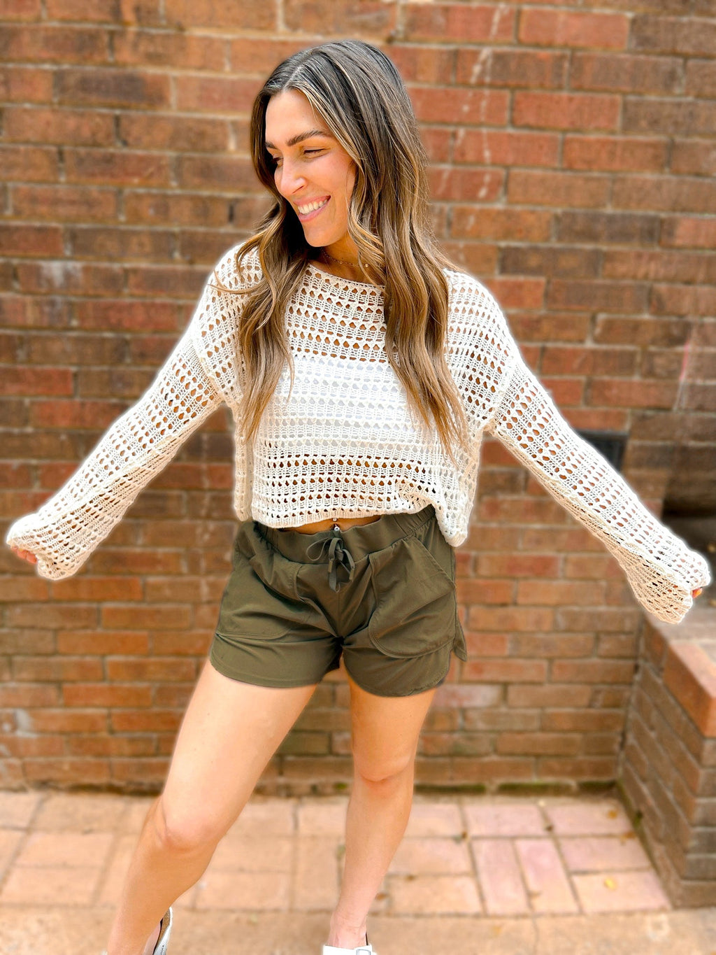 Wide Sleeve Crochet Crop Top Coverup