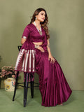 Anaita Purple Zari Weaving Work Satin Silk Saree With Blouse