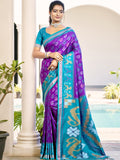 Anaita Purple Silk Saree With Blouse Piece