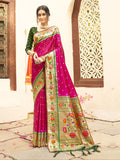 Anaita Purple Silk Saree With Blouse Piece