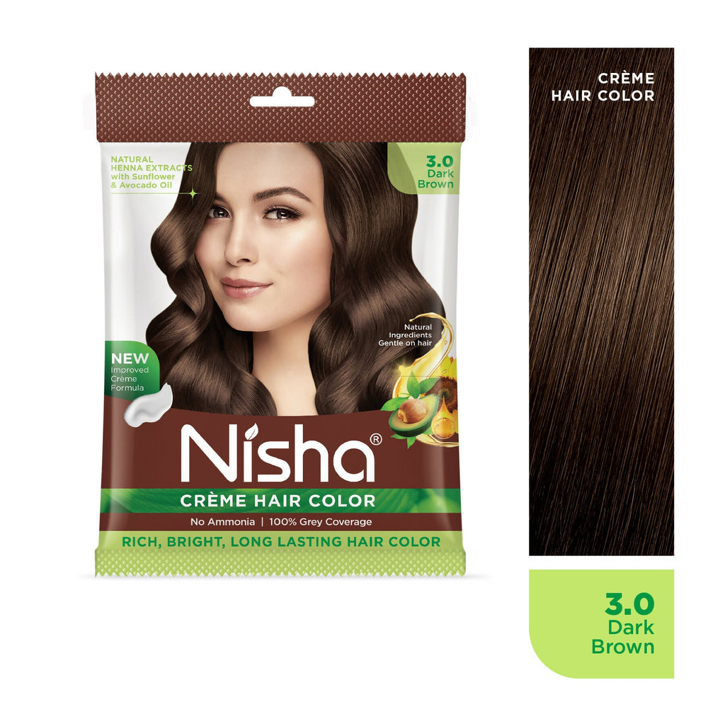 Nisha Creme Hair Color for Women - Dark Brown