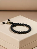 NVR Men Black Beaded Bracelet