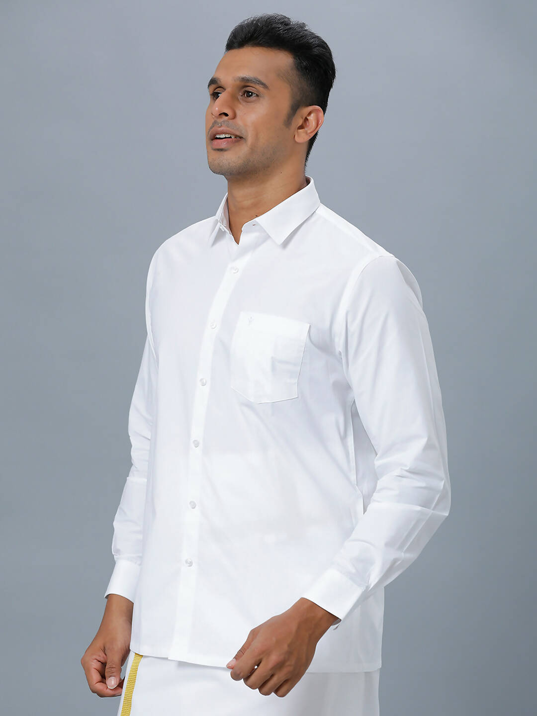 Ramraj Cotton Mens Full Sleeve Formal 100 % Cotton White Shirt