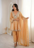 Teeya Creation Womens New Trending Fendy Fabric With Real Mirror With Coding Embroidered Lace Work Kurta Set