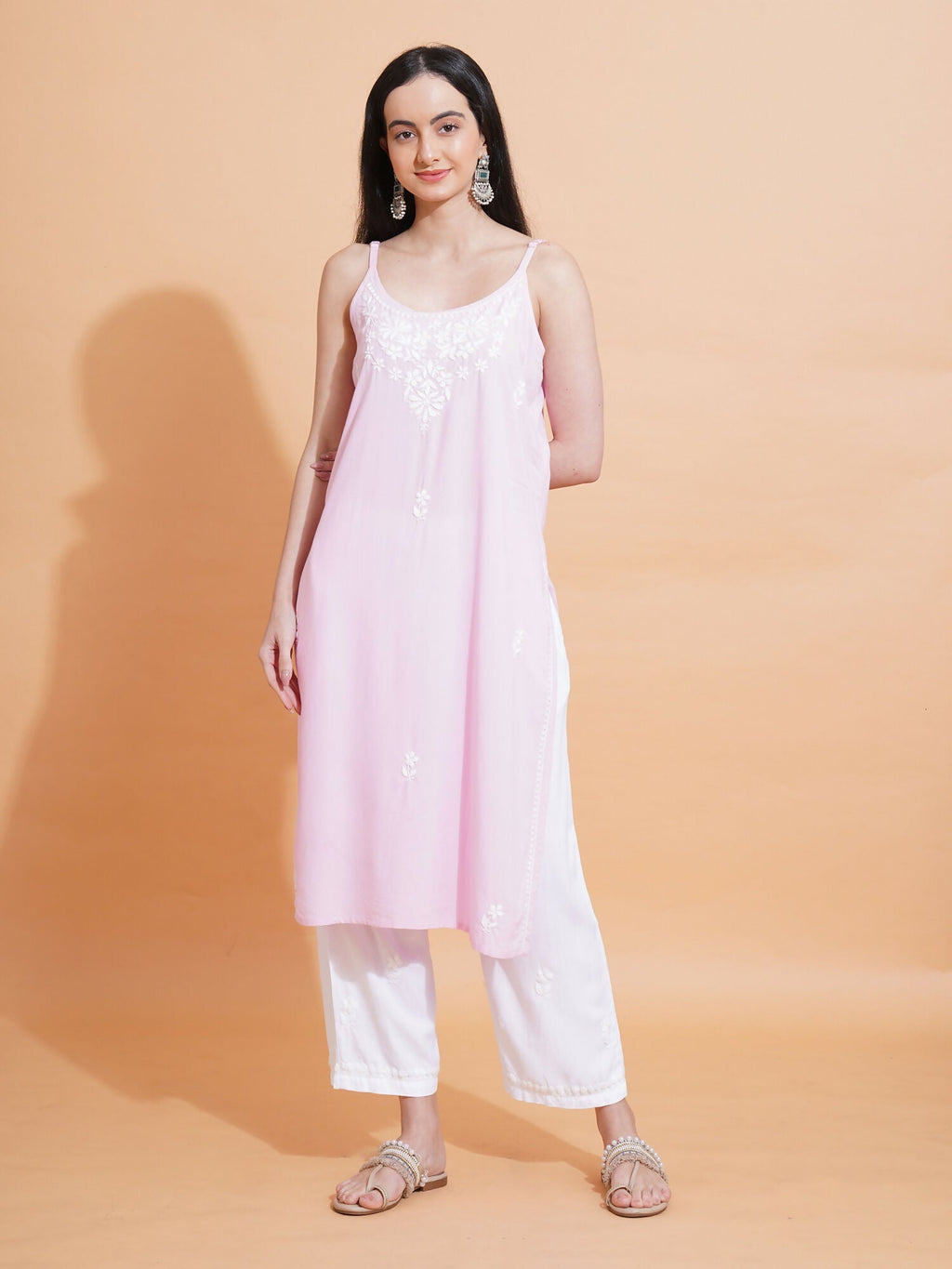 Pahnaz Luxury Rayon Chikankari Handwork Palazzo-White